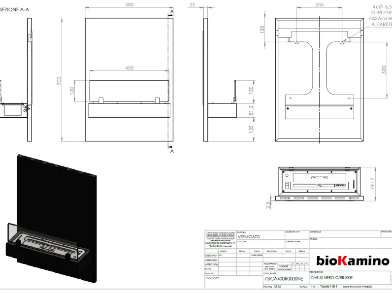 Caminetto Biokamino Biocamino a parete icarus A PREZZI OUTLET
