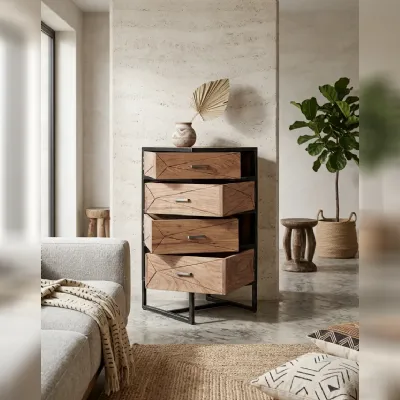 Cassettiera Cassettiera 4c egon Outlet etnico in Legno con forte sconto