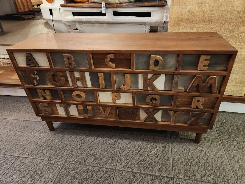 Cassettiera Cassettiera etnica abc Outlet etnico in Legno con forte sconto