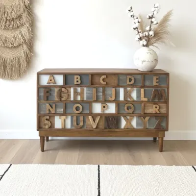 Cassettiera Cassettiera etnica abc Outlet etnico in Legno con forte sconto