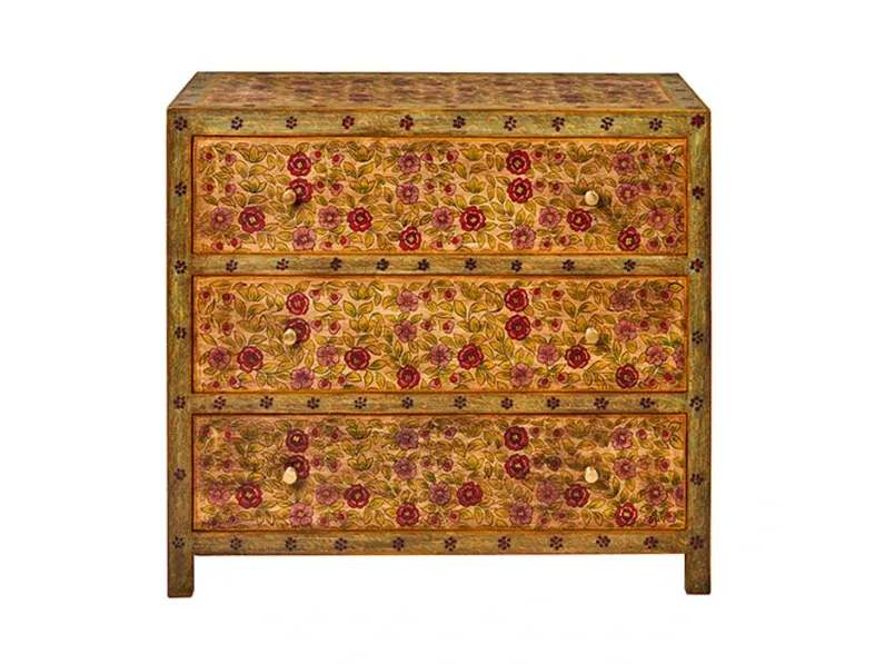 Cassettiera in Legno Cassettiera frida 3 css giallo Outlet etnico a prezzo Outlet