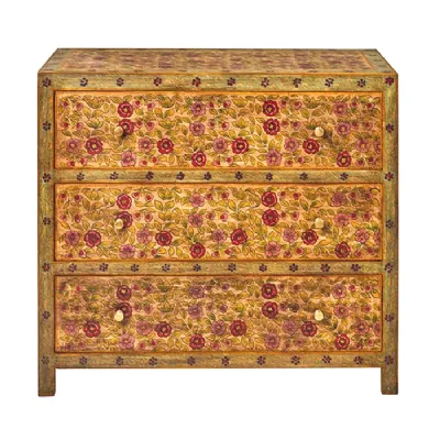 Cassettiera in Legno Cassettiera frida 3 css giallo Outlet etnico a prezzo Outlet