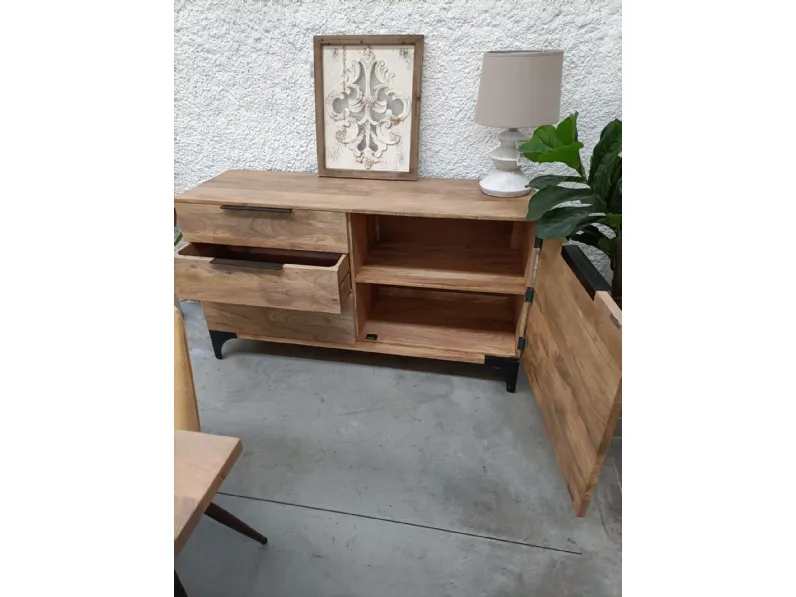 Cassettiera in Legno Cassettiera in i teak  industrial   Nuovi mondi collection a prezzo Outlet
