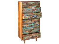 Cassettiera modello Cassettiera settimino 7css in Legno Outlet etnico in Offerta Outlet