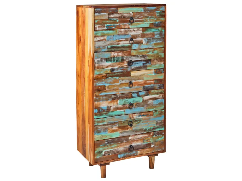 Cassettiera modello Cassettiera settimino 7css in Legno Outlet etnico in Offerta Outlet