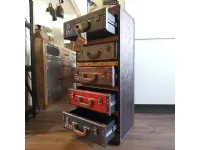 Cassettiera modello Cassettiere stile vinatge in cuoio  in Pelle Nuovi mondi collection in offerta