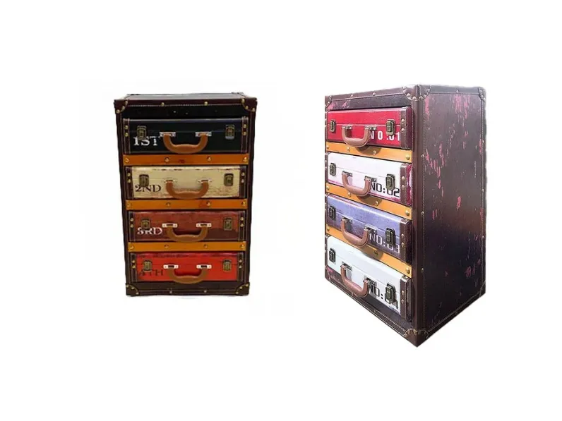 Cassettiera modello Cassettiere stile vinatge in cuoio  in Pelle Nuovi mondi collection in offerta