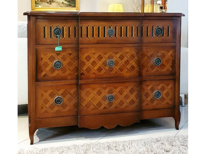 Cassettiera in Legno Cassettone con intarsi Artigianale a prezzo scontato