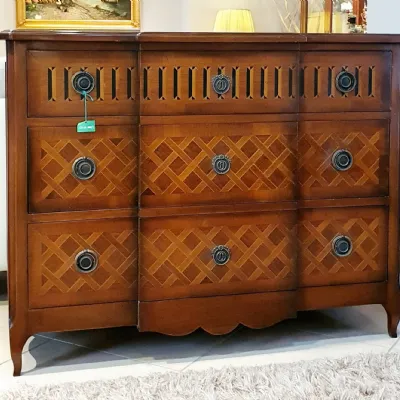 Cassettiera in Legno Cassettone con intarsi Artigianale a prezzo scontato