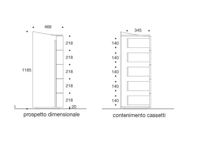 Cassettiera in Legno Settimanale curvo babila Sangiacomo a prezzo Outlet