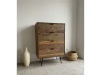 Cassettiera modello Cassettiera 4css old teak in Legno Outlet etnico in offerta