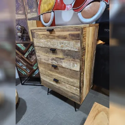 Cassettiera in Legno Cassettiera 4css old teak Outlet etnico a prezzo Outlet