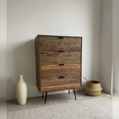 Cassettiera modello Cassettiera 4css old teak in Legno Outlet etnico in offerta