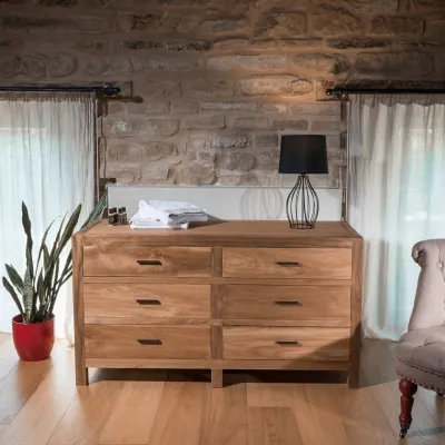 Cassettiera Cassettiera 6 cassetti teak Outlet etnico in Legno in offerta