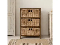 Cassettiera modello Cassettiera etnica teak rattan in Legno Outlet etnico scontata