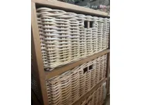 Cassettiera modello Cassettiera etnica teak rattan in Legno Outlet etnico scontata