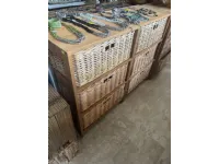 Cassettiera modello Cassettiera etnica teak rattan in Legno Outlet etnico scontata