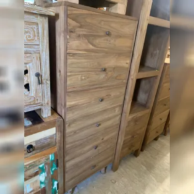 Cassettiera Cassettiera teak 6css Outlet etnico in Legno in offerta