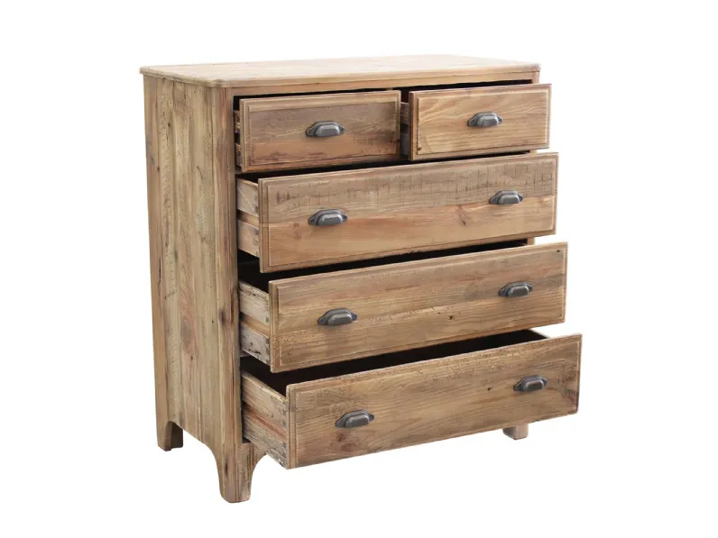 Cassettiera in Legno Legno riciclato 5c Outlet etnico a prezzo scontato