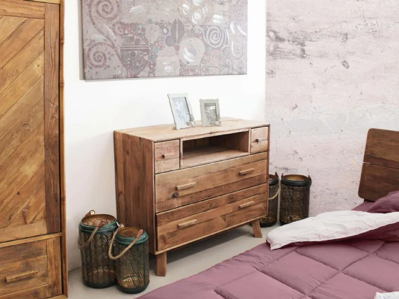 Cassettiera in Legno Legno riciclato Outlet etnico a prezzo Outlet