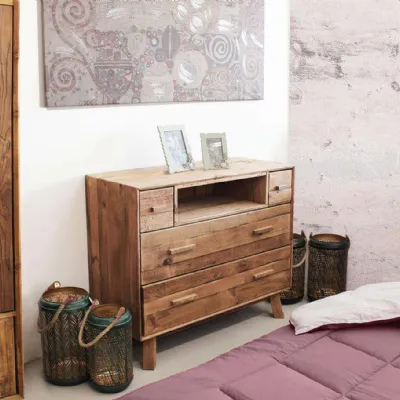 Cassettiera in Legno Legno riciclato Outlet etnico a prezzo Outlet
