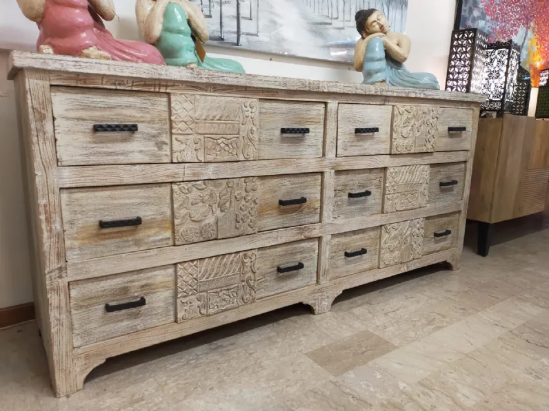 Cassettiera India Outlet etnico in Legno con forte sconto