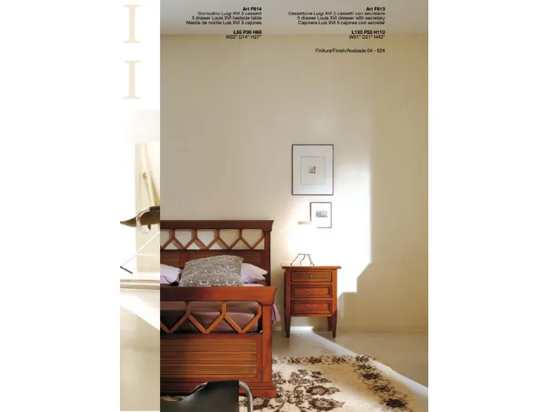 Comodino f814 Falegnameria italiana scontato per una camera da letto classica
