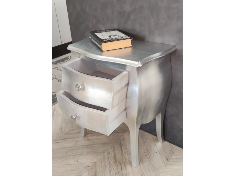 Comodino Bombato foglia argento di Artigianale a PREZZI OUTLET