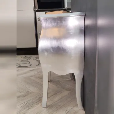 Comodino Bombato foglia argento di Artigianale a PREZZI OUTLET