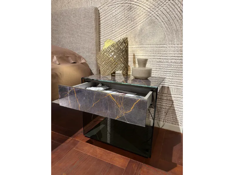Comodino Upglass coppia  vetro noir desire  di Lago scontato del 35%