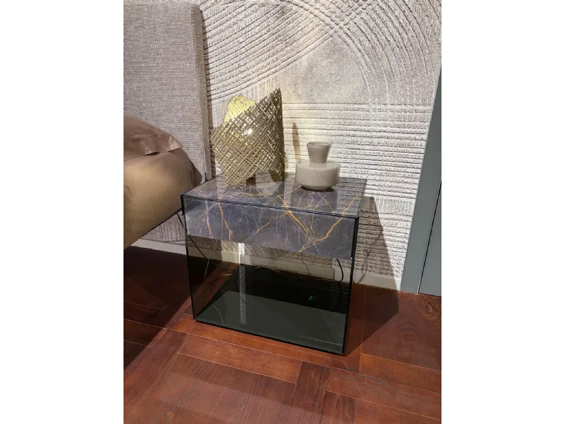 Comodino Upglass coppia  vetro noir desire  Lago OFFERTA OUTLET