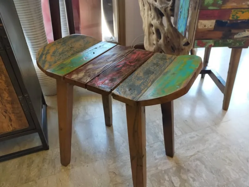 Consolle Scrittoio e sgabello teak riciclato in stile Moderno Artigianale a prezzo ribassato