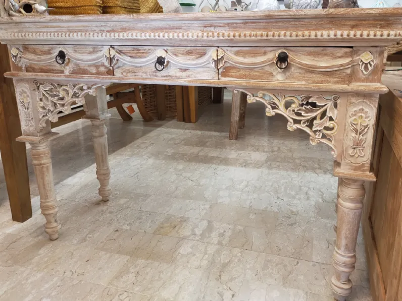 Consolle Scrivania orientale decorata a mano in stile Classico Artigianale a prezzo ribassato