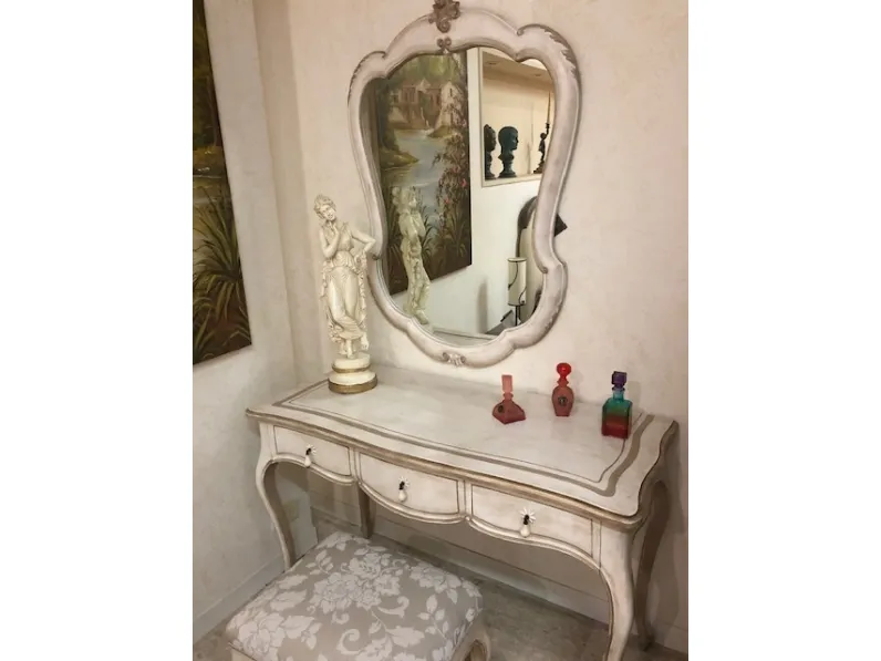 Consolle Toilette con panchetta e specchiera in stile Classico Silvano grifoni a prezzo ribassato
