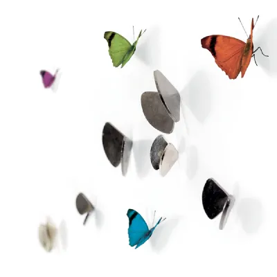 Kit di 6 farfalle appendiabiti in fusione di ottone 
