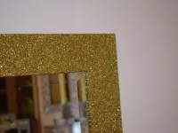 Specchiera Artigianale con brillantini dorata 