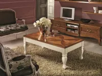 Tavolino Artigianale Tavolino da salotto con piano intarsiato quadrifoglio scontato del 40% OFFERTA OUTLET