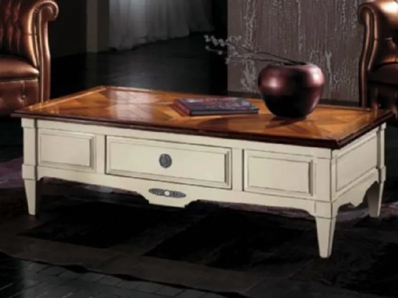 Tavolino Artigianale Tavolino mod.chambord laccato con piano parquet scontato del 40% OFFERTA OUTLET