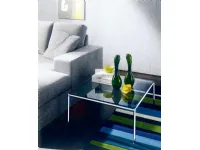 Tavolino Bontempi Casa modello Diagonal. Tavolino con struttura in acciaio e piano in cristallo trasparente.