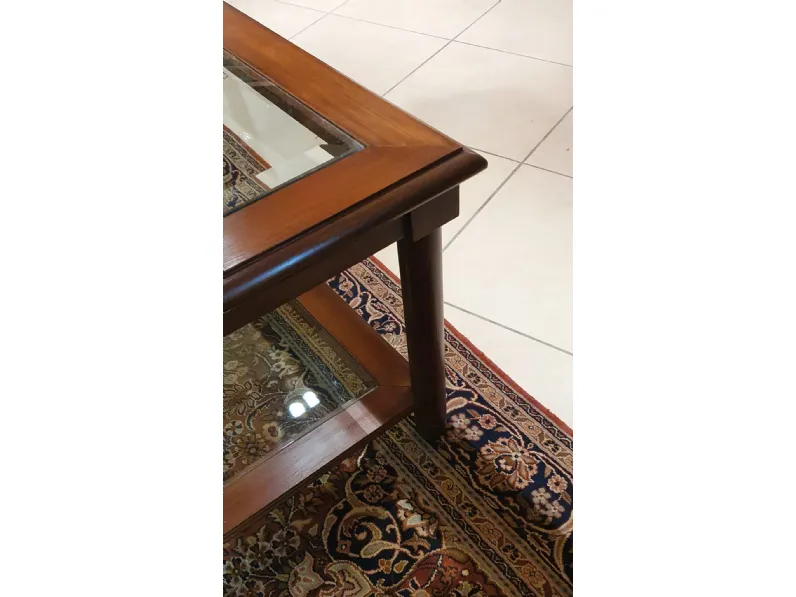 Tavolino Da salotto quadrato mogano radica cristallo Artigianale in legno in Offerta Outlet