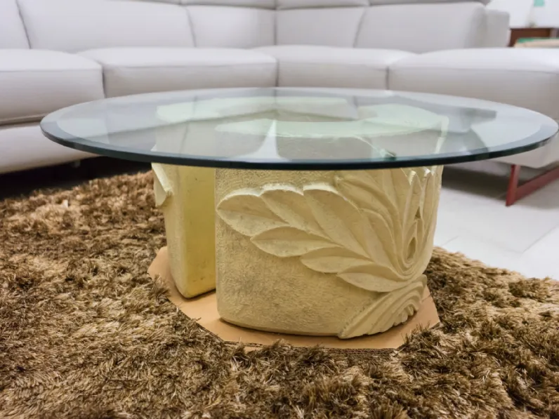 Tavolino in vetro Capitello dorico Stones in Offerta Outlet