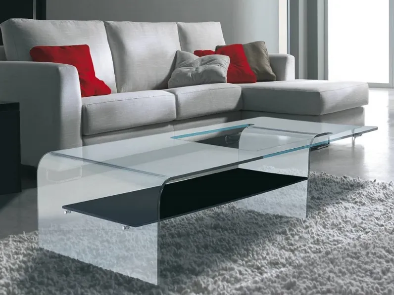 Tavolino Tavolino mod.mercurio in vetro curvo scontato del 30% in stile Moderno Artigianale a prezzo scontato