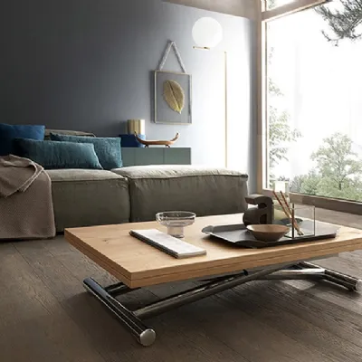 Pezzani Tavolino da salotto moderno medio con contenitore collezione  London. Tavolino multifunzione con piano alzabile che nasconde un pratico  contenitore. Realizzato in laminato Ecologico. Fianchi in vetro temperato  trasparente spessore 10 mm.