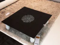 Tavolino vetro nero con fiore bianco serigrafato