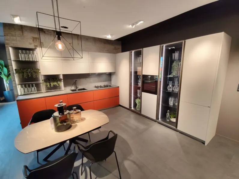 Cucina Aran moderna ad angolo rossa in hpl Penelope