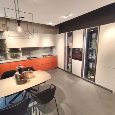 Cucina Aran moderna ad angolo rossa in hpl Penelope