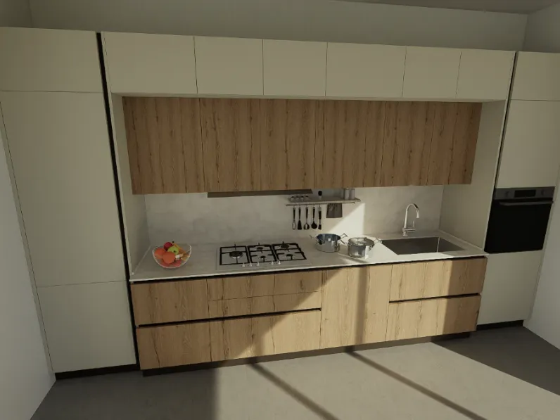 Cucina Arredo3 moderna lineare rovere chiaro in laccata opaco Cucina kali composizione 13