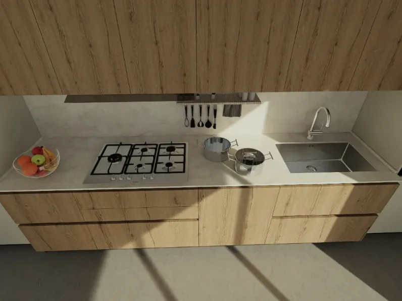 Cucina Arredo3 moderna lineare rovere chiaro in laccata opaco Cucina kali composizione 13