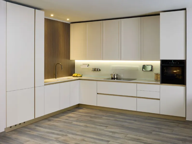 Cucina bianca moderna ad angolo Eleven 01 outlet Diotti.com a soli 24490 Euro