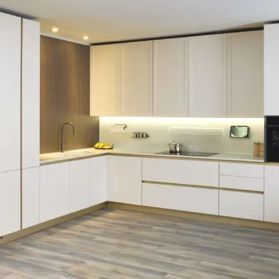 Cucina bianca moderna ad angolo Eleven 01 outlet Diotti.com a soli 24490 Euro